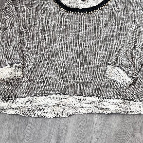 Jessica Simpson Women's Black Marbled Ribbon Chain Link Neck Sweater Plus Sz 1X - Picture 3 of 13